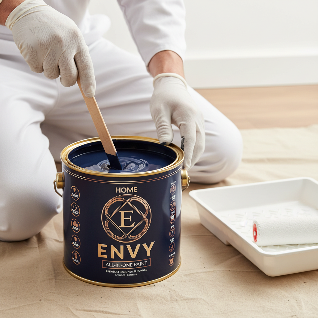 STEP 03: Stir the Envy paint thoroughly before use and load your roller or brush evenly.